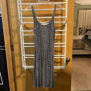 LOFT Black & White Polka Dot Sleeveless Mini Dress